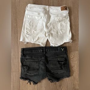 American eagle super stretch midi short destroyed black and white bundle size 2